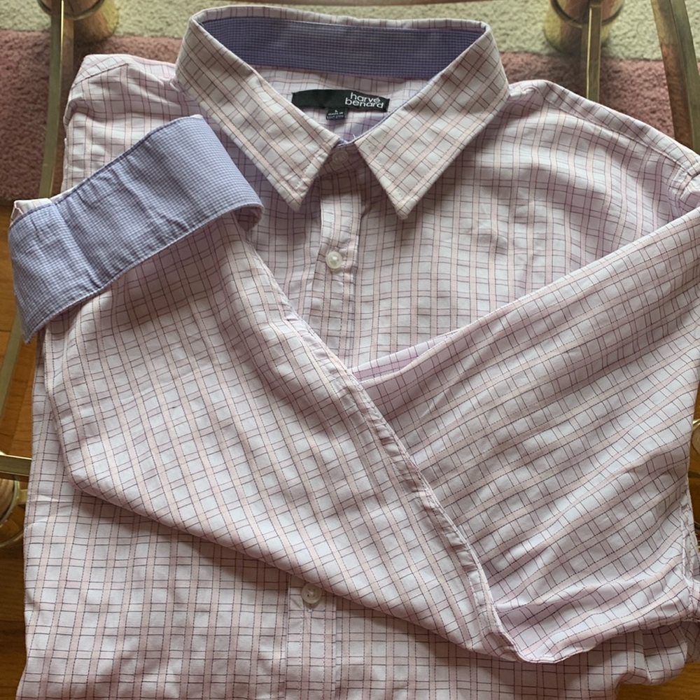 harve benard checked dress shirt NWT